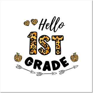 Hello 1st Grade Leopard Back To School Posters and Art